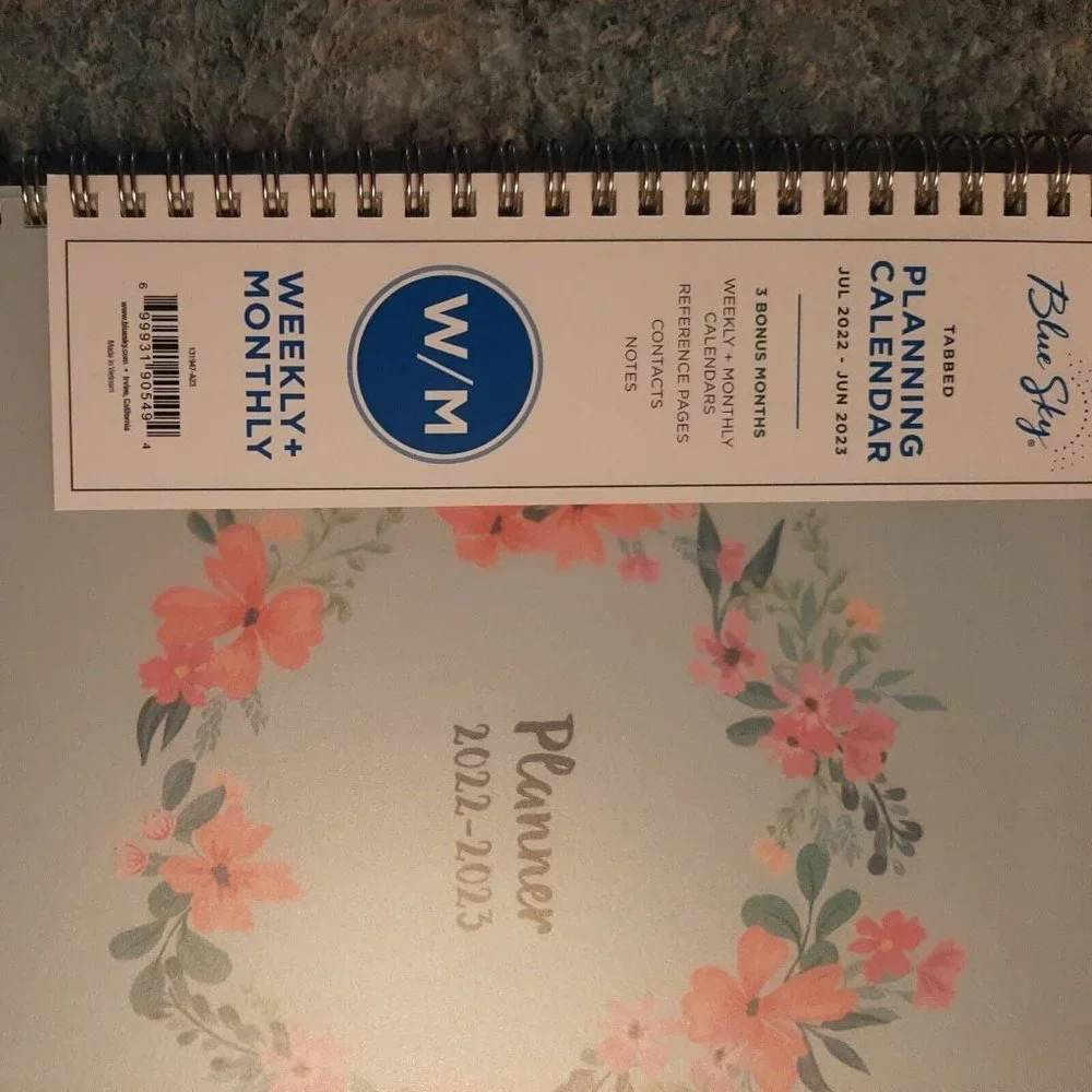 Tabbed Planner July 2022-June 2023 Spiral Bound 9x11 Blue Sky Ellens Be Kind Box